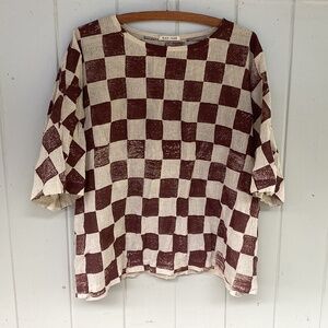 Black Crane crew linen blend TOP